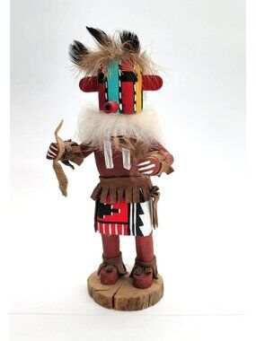Navajo Laguna Corn Kachina Doll Native American Handmade Feathers Colorful DH601